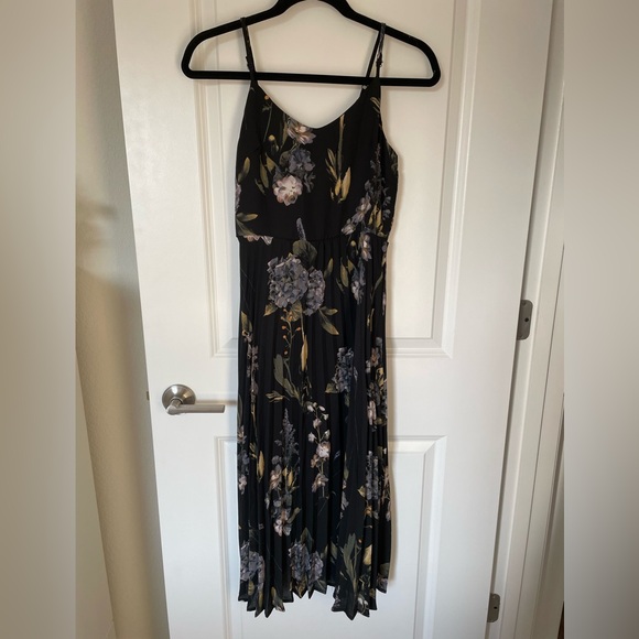 A New Day Navy Floral Midi Pleated Dress - Picture 1 of 4